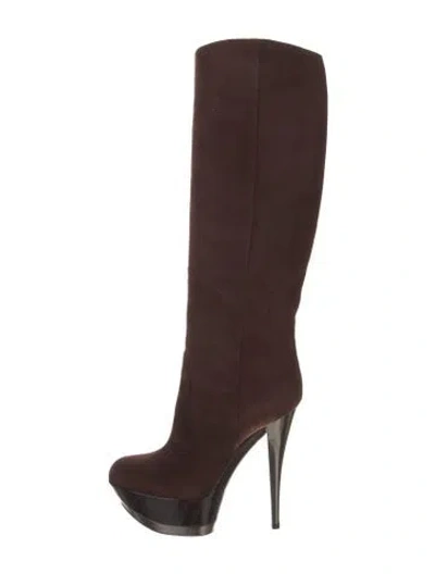 Pre-owned Casadei Suede Boots In Brown