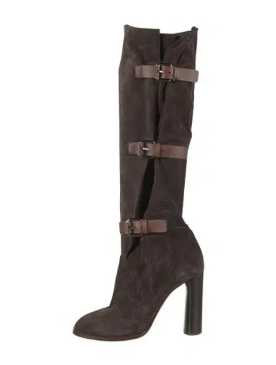 Pre-owned Casadei Suede Boots In Brown