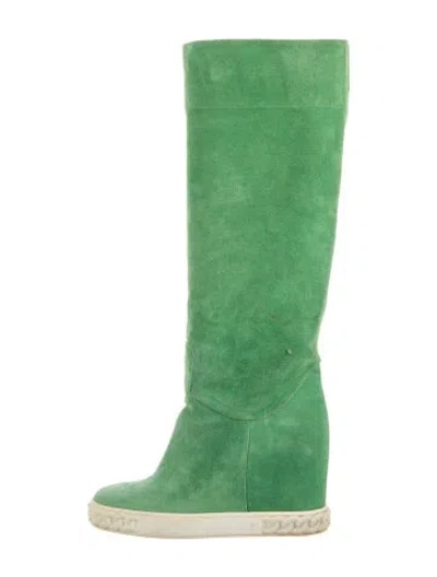 Pre-owned Casadei Suede Boots In Green