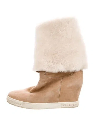 Pre-owned Casadei Suede Boots In Neutral