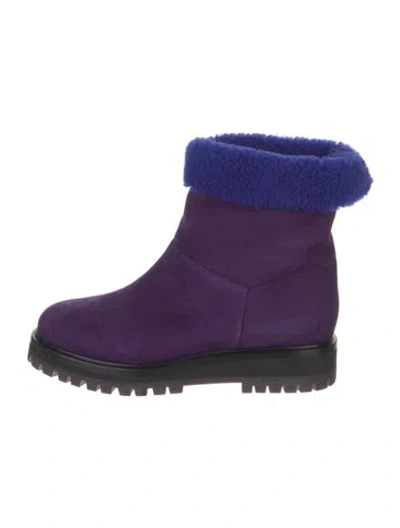 Pre-owned Casadei Suede Boots In Purple