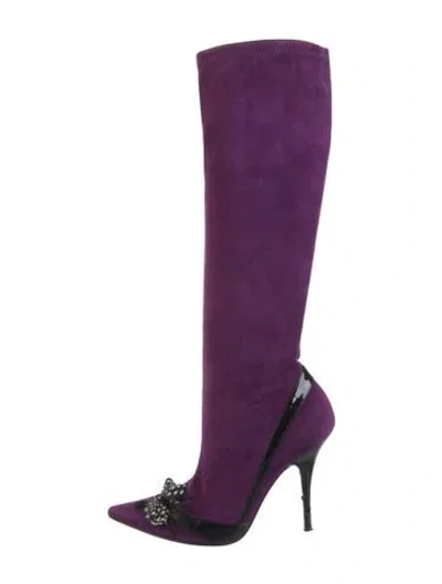 Pre-owned Casadei Suede Boots In Purple
