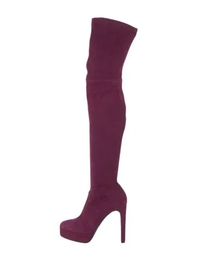 Pre-owned Casadei Suede Boots In Purple