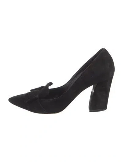 Pre-owned Casadei Suede Bow Accents Pumps In Black