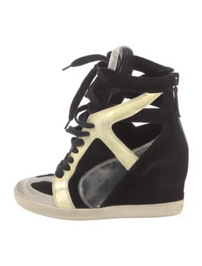 Pre-owned Casadei Suede Colorblock Pattern Lace-up Boots In Black