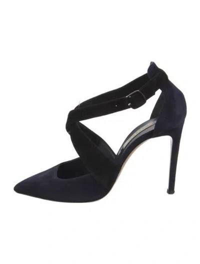 Pre-owned Casadei Suede D'orsay Pumps In Blue