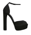 Casadei Suede Flora Platform Heels 140 In Black