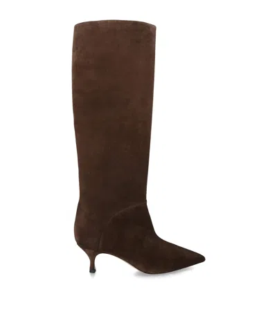 Casadei Suede Julia Renna Iconic Knee-high Boots 50 In Brown