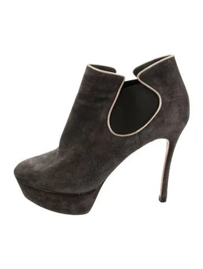 Pre-owned Casadei Suede Leather Trim Embellishment Pumps In Black