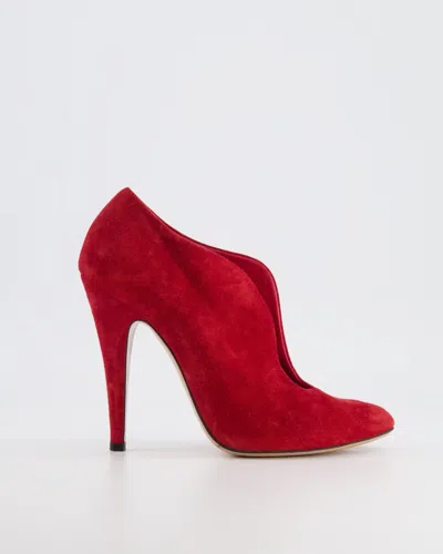 Casadei Suede Open-front Heeled Ankle Boots In Red
