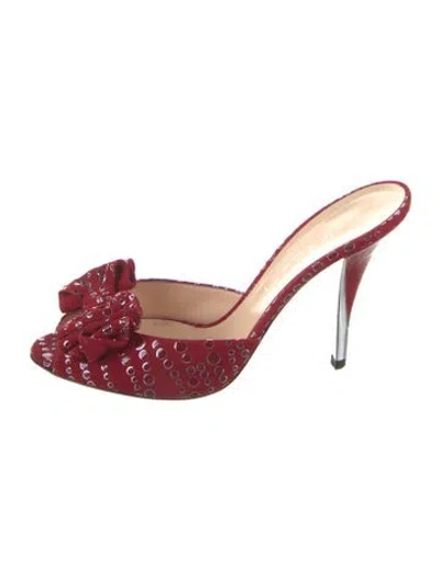 Pre-owned Casadei Suede Patterned Mules In Red