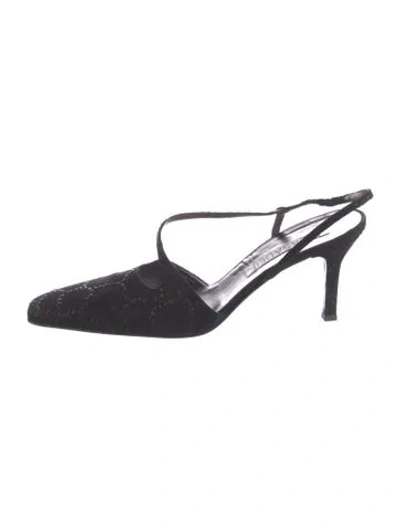 Pre-owned Casadei Suede Patterned Slingback Pumps In Black