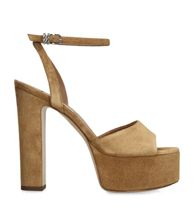 Casadei Suede Patty Platform Heels 130 In Brown