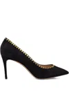 Casadei Suede Pointed-toe Pumps In Black