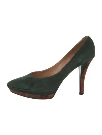 Pre-owned Casadei Suede Pumps In Green