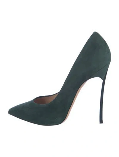 Pre-owned Casadei Suede Pumps In Green