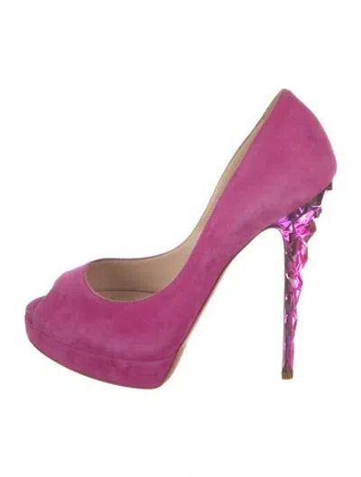 Pre-owned Casadei Suede Pumps In Pink