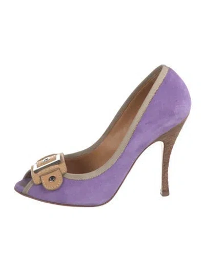Pre-owned Casadei Suede Pumps In Purple