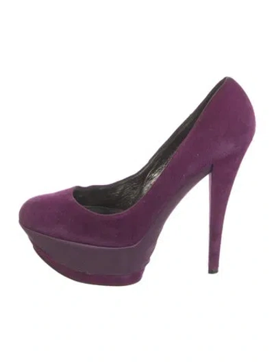 Pre-owned Casadei Suede Pumps In Purple