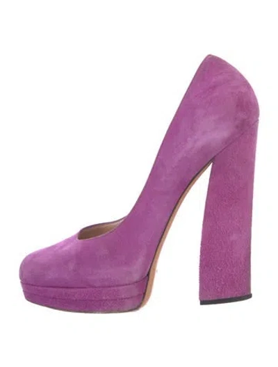 Pre-owned Casadei Suede Pumps In Purple