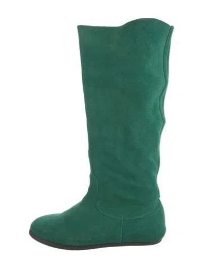 Pre-owned Casadei Suede Riding Boots In Green