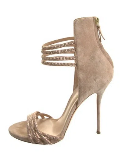 Pre-owned Casadei Suede Sandals In Neutral