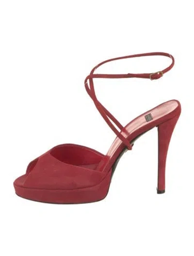 Pre-owned Casadei Suede Slides In Red