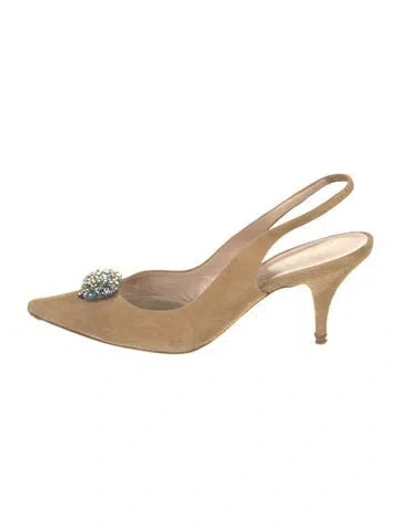 Pre-owned Casadei Suede Slingback Pumps In Neutral