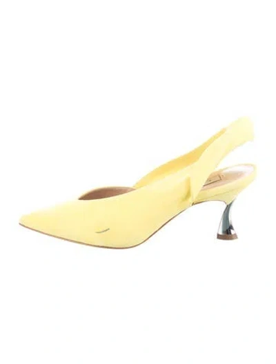 Pre-owned Casadei Suede Slingback Pumps In Yellow