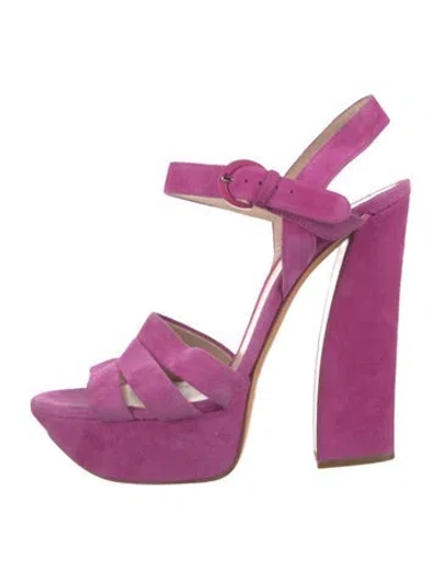 Pre-owned Casadei Suede Slingback Sandals In Purple