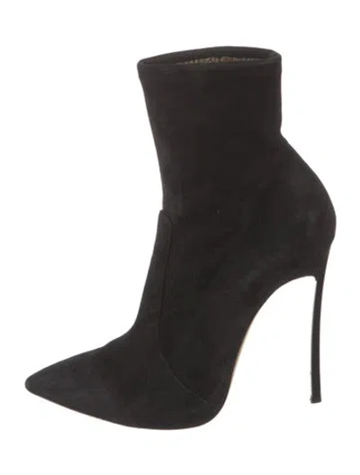 Pre-owned Casadei Suede Slouch Boots In Black