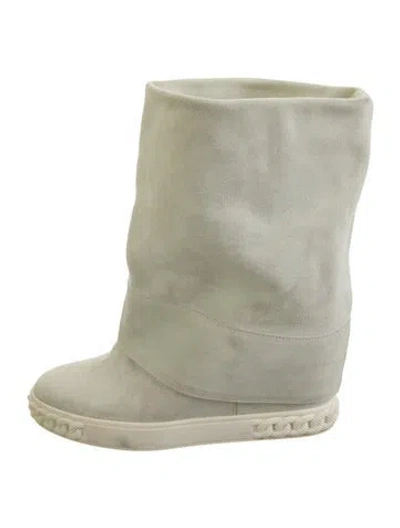 Pre-owned Casadei Suede Slouch Boots In Gray