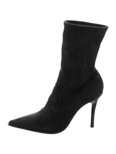 Pre-owned Casadei Suede Sock Boots In Black