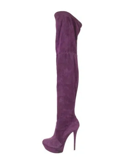 Pre-owned Casadei Suede Sock Boots In Purple