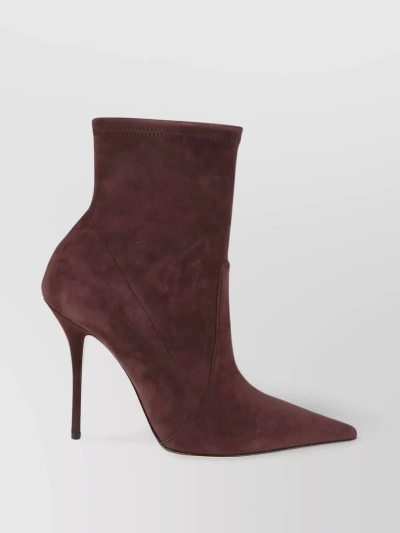 Casadei Suede Stiletto Pointed Ankle Boots In Brown