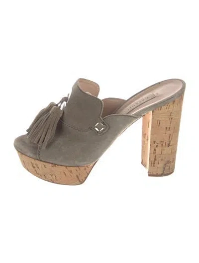Pre-owned Casadei Suede Tassel Accents Sandals In Neutrals