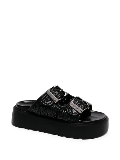 Casadei Suncity Woven Buckle-strap Sandals In Black
