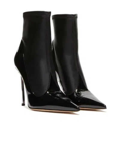 Casadei Super Blade Divina 115mm Leather Boots In Black