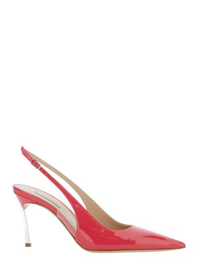 Casadei Superblade Patent Leather Slack-heeled Shoes In Pink