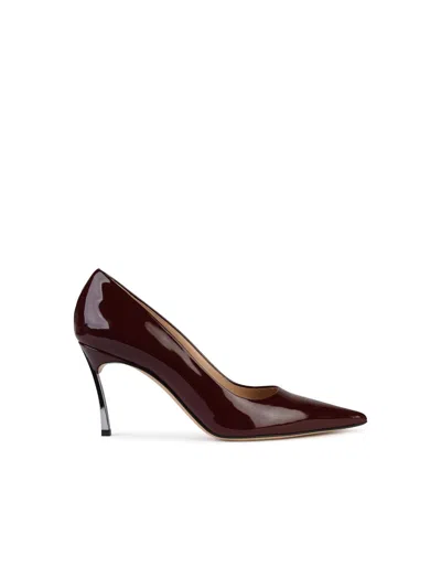 Casadei Superblade Burgundy Shiny Leather Pumps In Red