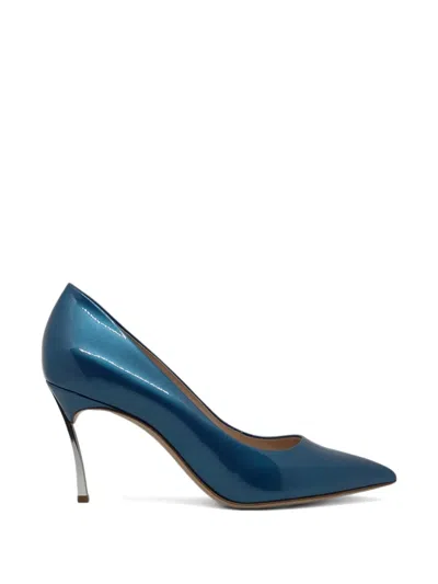 Casadei Superblade Jolly Point-toe Pumps In Blue
