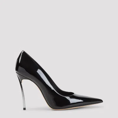 Casadei Superblade Patent Leather Pointed-toe Pumps In Black