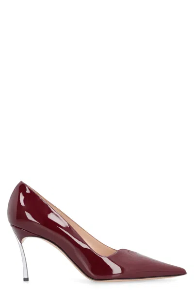 Casadei Superblade Burgundy Shiny Leather Pumps In Red
