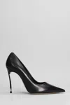 Casadei Pointed Toe Black Leather Pumps With 80mm Blade Heel In Black