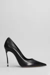 Casadei Pointed Toe Black Leather Pumps With 80mm Blade Heel In Black