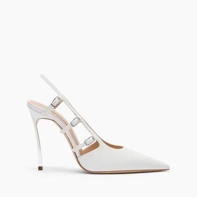Casadei Superblade Straps Patent Leather Slingbacks - Woman Pumps And Slingback White 41
