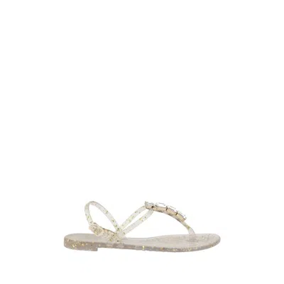 Casadei Swarovski Jelly Sandals In Oro