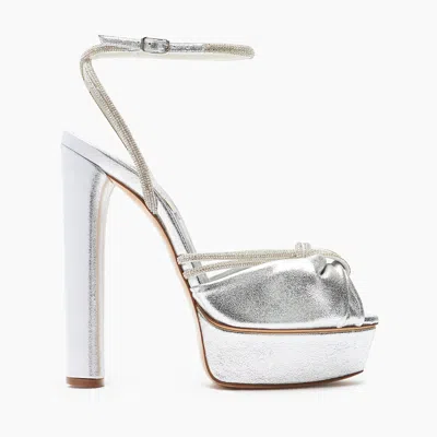 Casadei Taylor Flora Wonder Platform Sandals - Woman Platforms Silver 39