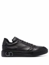 Casadei Textured Black Leather Low-top Sneakers With Fur Lining In Black
