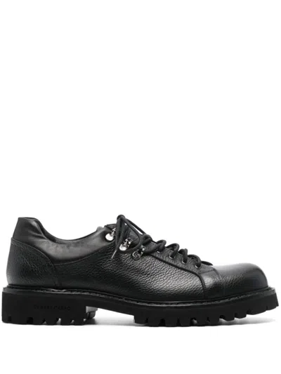 Casadei Textured Leather Trainers With Rubber Sole In Black